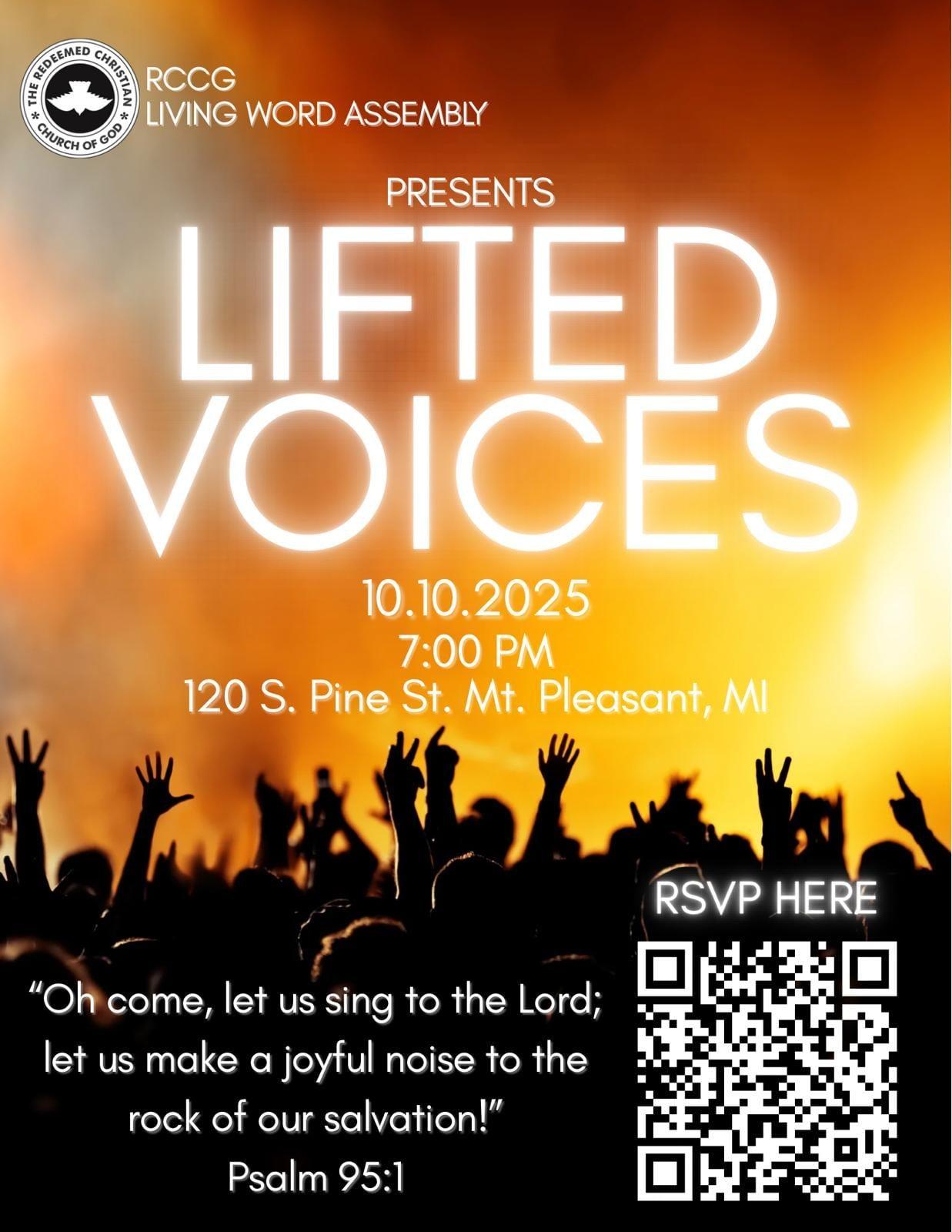 Flyer for Lifted Voices, Friday, October 10, 2025
